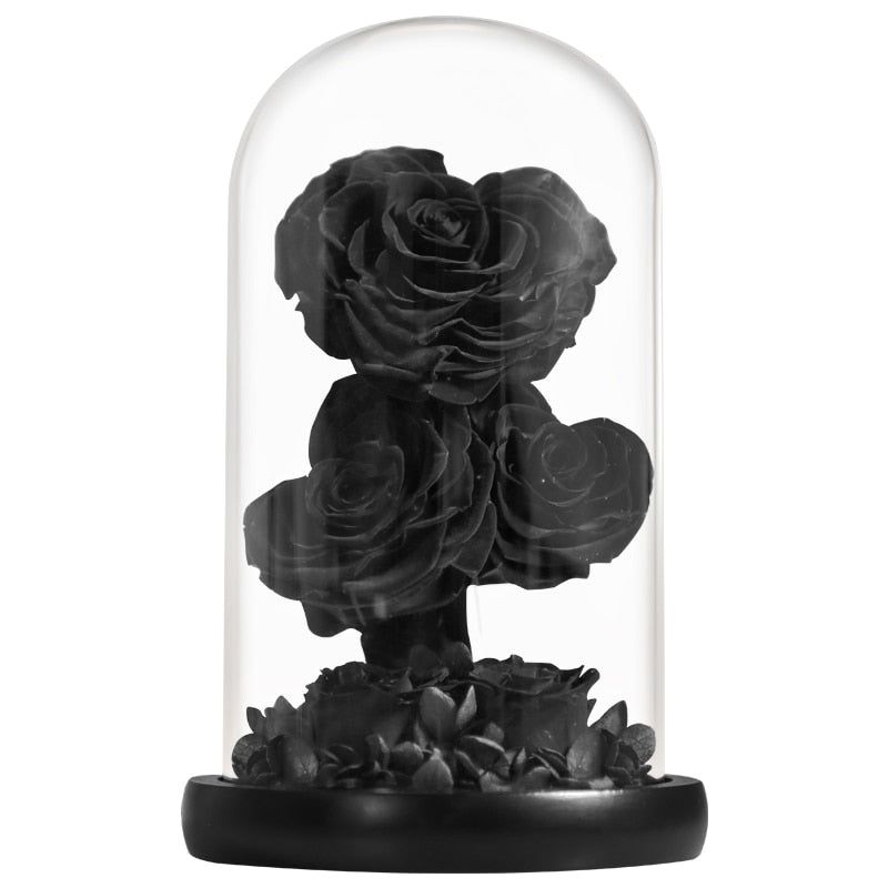 Eternal Rose in Heart Under Bell (Choice of Color)