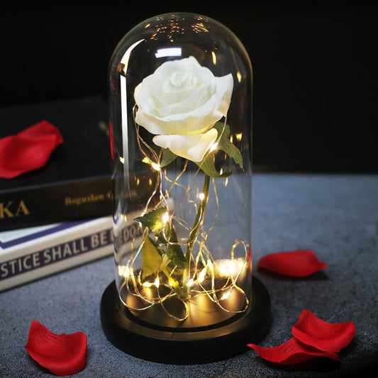 Eternal Rose Under Bell & White LED - Eternal Rose Store