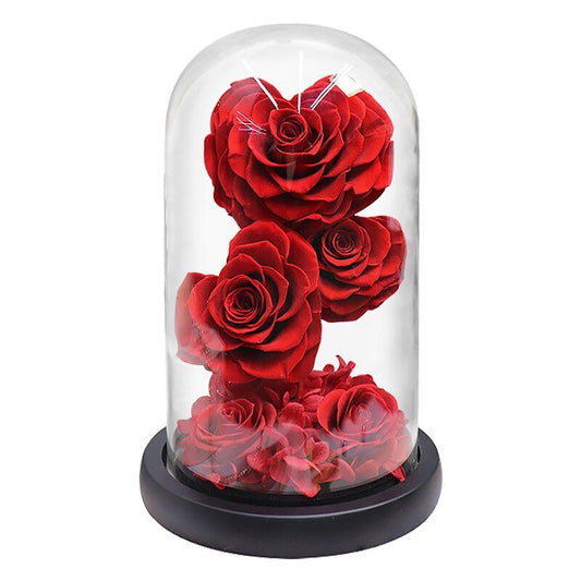 Eternal Rose in Heart Under Bell (Choice of Color)