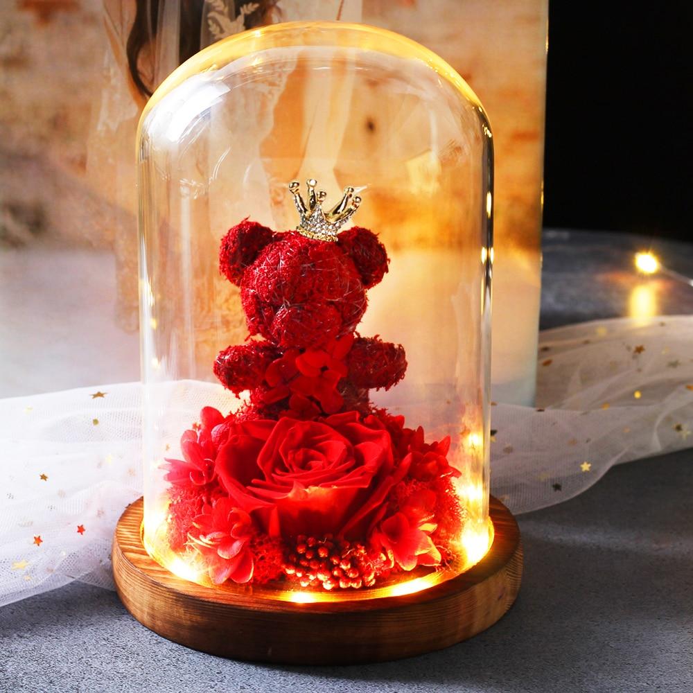 Eternal Rose Teddy Bear Under Red Bell - Eternal Rose Store