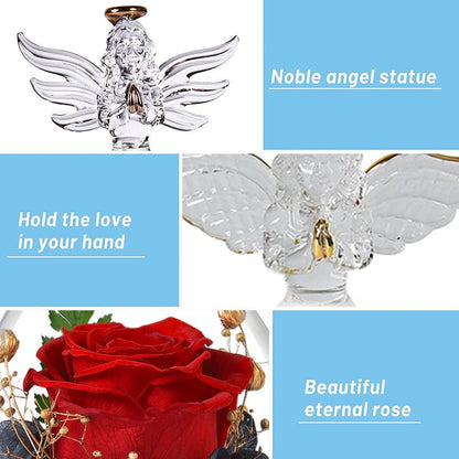 Eternal Rose Under Bell in the shape of an Angel