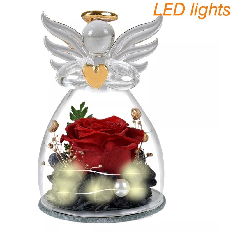 Eternal Rose Under Bell in the shape of an Angel