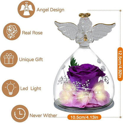Eternal Rose Under Bell in the shape of an Angel