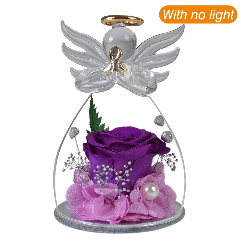 Eternal Rose Under Bell in the shape of an Angel