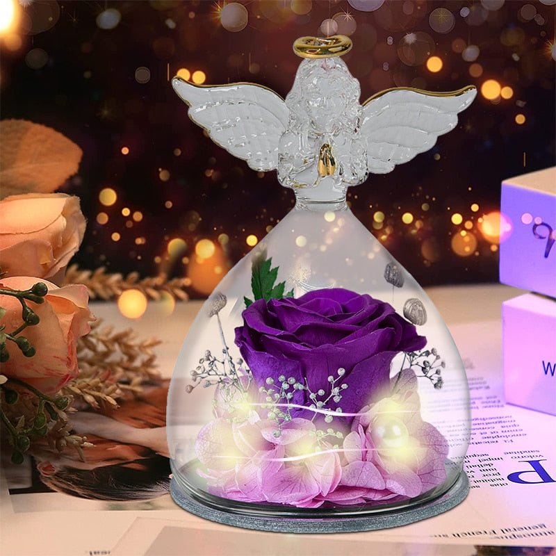 Eternal Rose Under Bell in the shape of an Angel