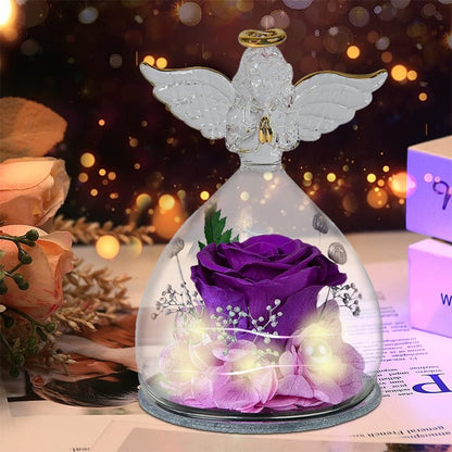 Eternal Rose Under Bell in the shape of an Angel